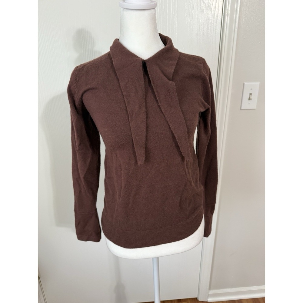 Ryvn Dark Brown Collar Cotton Blend Sweater Preppy Office Academia Small - Picture 4 of 8